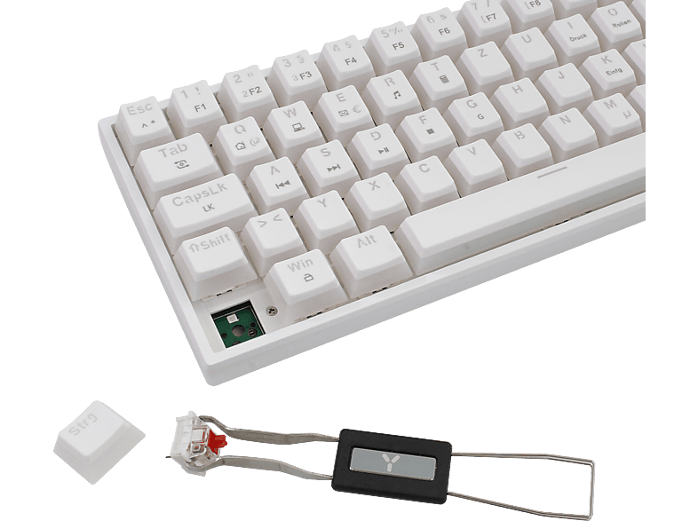 ISY IGK 5500-WT Gaming Tastatur, 65% Layout, Mechanisch, Pudding-Tastenkappen, qwertz, USB-C, Weiß — Foto 3 von 5
