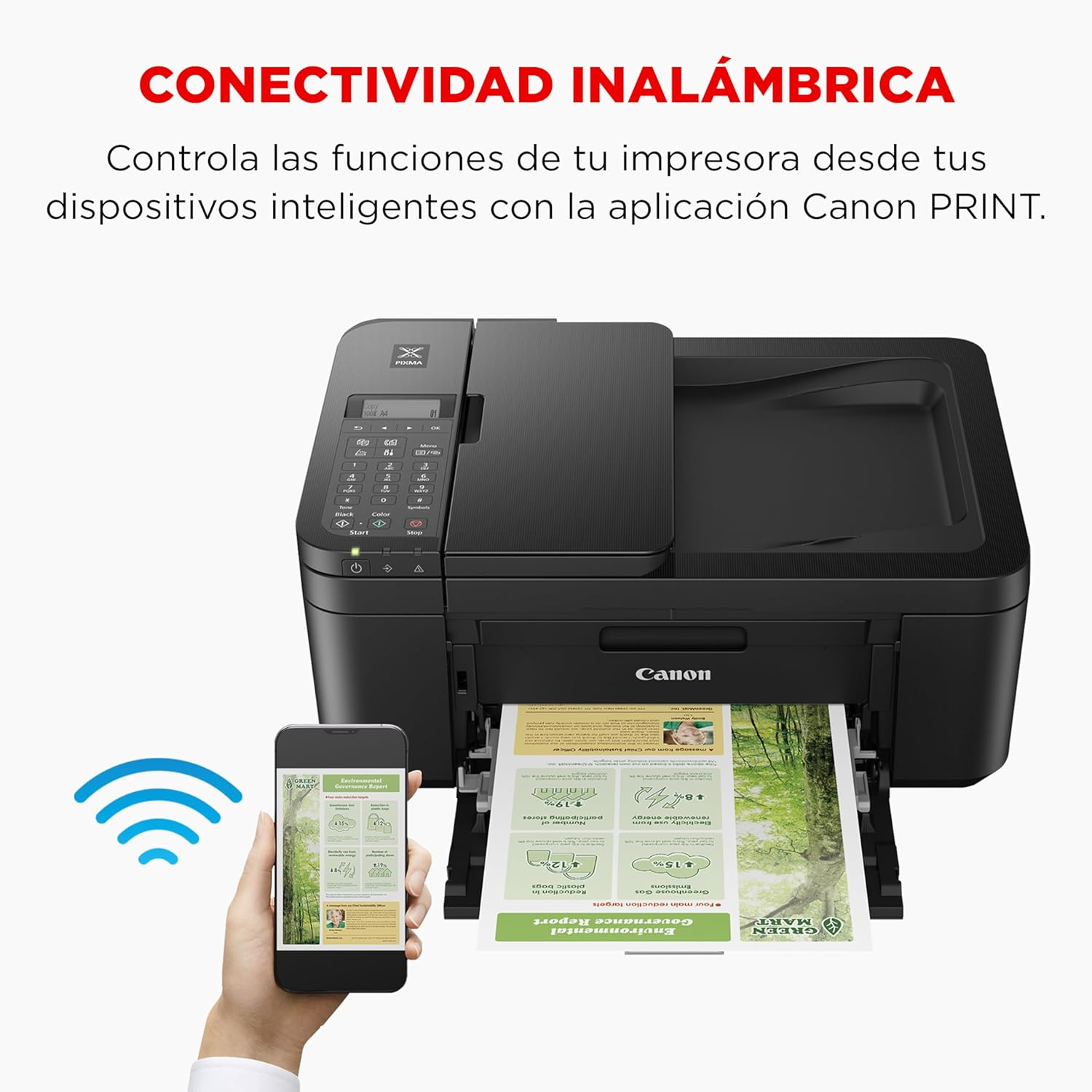 Impresora multifunción - Canon Pixma TR4750i, Inyección de tinta, 8.8 ppm, Escanea y Copia, WiFi, Pixma Print Plant, Negro