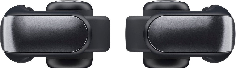 Two black and silver joystick controllers. They have a smooth, curved design, with a circular top.