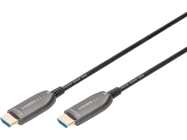 DIGITUS HDMI AOC Hybrid Glasfaserkabel for Business, UHD 8K, 30 m, schwarz; HDMI A M/M----HDMI A M/M