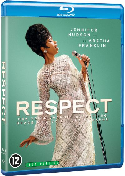 Blu-ray hoes voor de film Respect. Jennifer Hudson zingt op de cover in een microfoon.