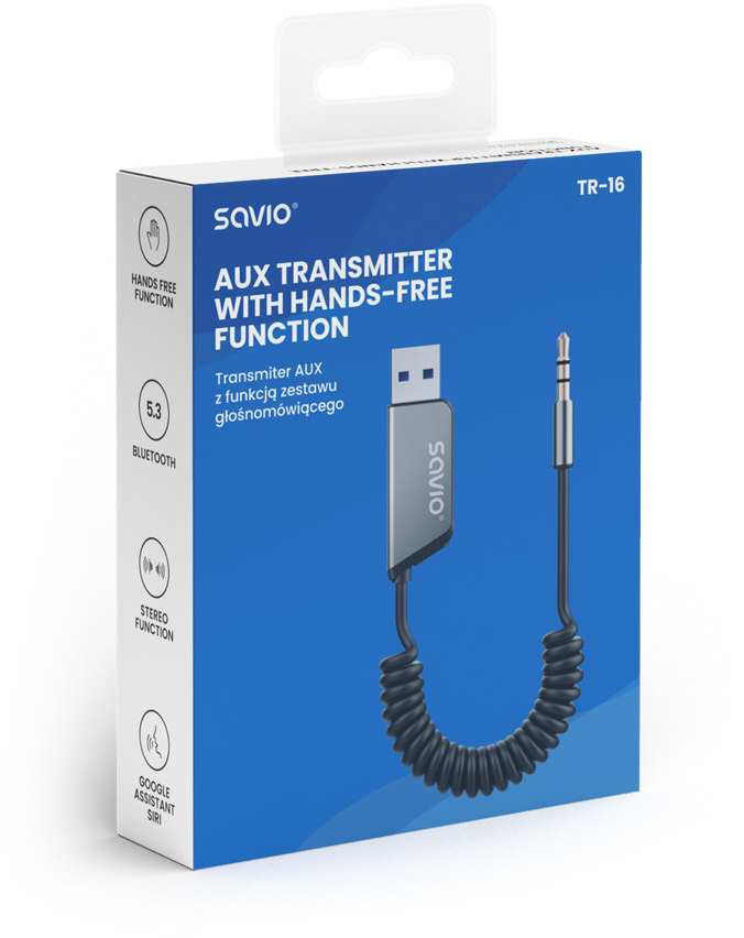 AUX adó doboza USB-vel, Bluetooth-szal és kihangosító funkcióval.