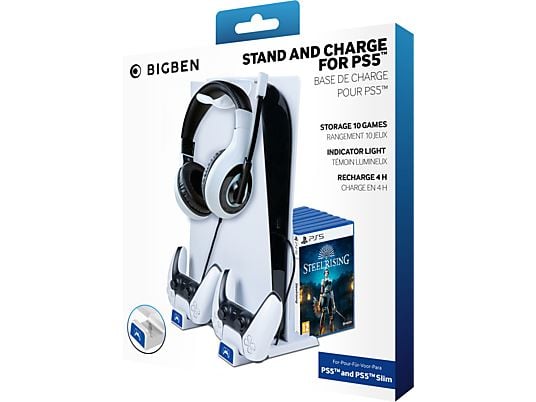 BIG BEN PS5 Stand and Charge - Station de charge et de stockage (Blanc)