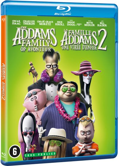 The Addams Family 2 Blu-ray cover shows cartoon characters on a green background.