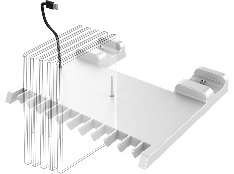 MediaMarkt, Big Ben Ps5 Stand And Charge, Lade- Und Aufbewahrungsstation, Weiss, Gaming & VR, Playstation, PS5 Zubehör, weiteres PS5 Zubehör, BB024975