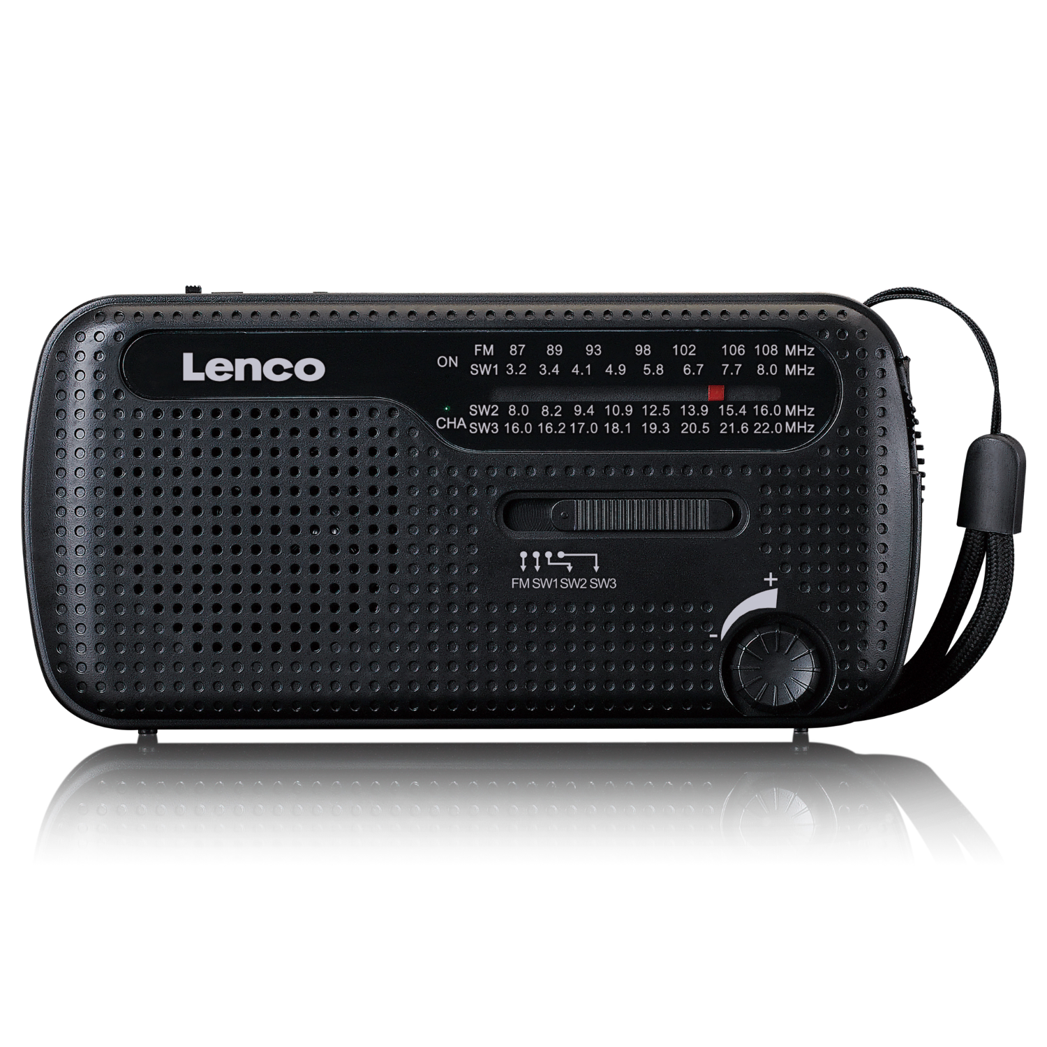 Lenco MCR-113BK Notfallradio mit Kurbel, Solar, Powerbank, FM/KG Radio, SOS- Alarm, LED-Taschenlampe, USB-C, 1200 mAh, 15h Laufzeit, kompakt & tragbar, ideal für Outdoor & Krisenfälle