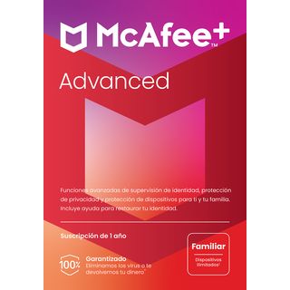 Antivirus - McAfee® Advanced Family ES MSH, dispositivos ilimitados. Suscripción 1 año. (Formato Físico)