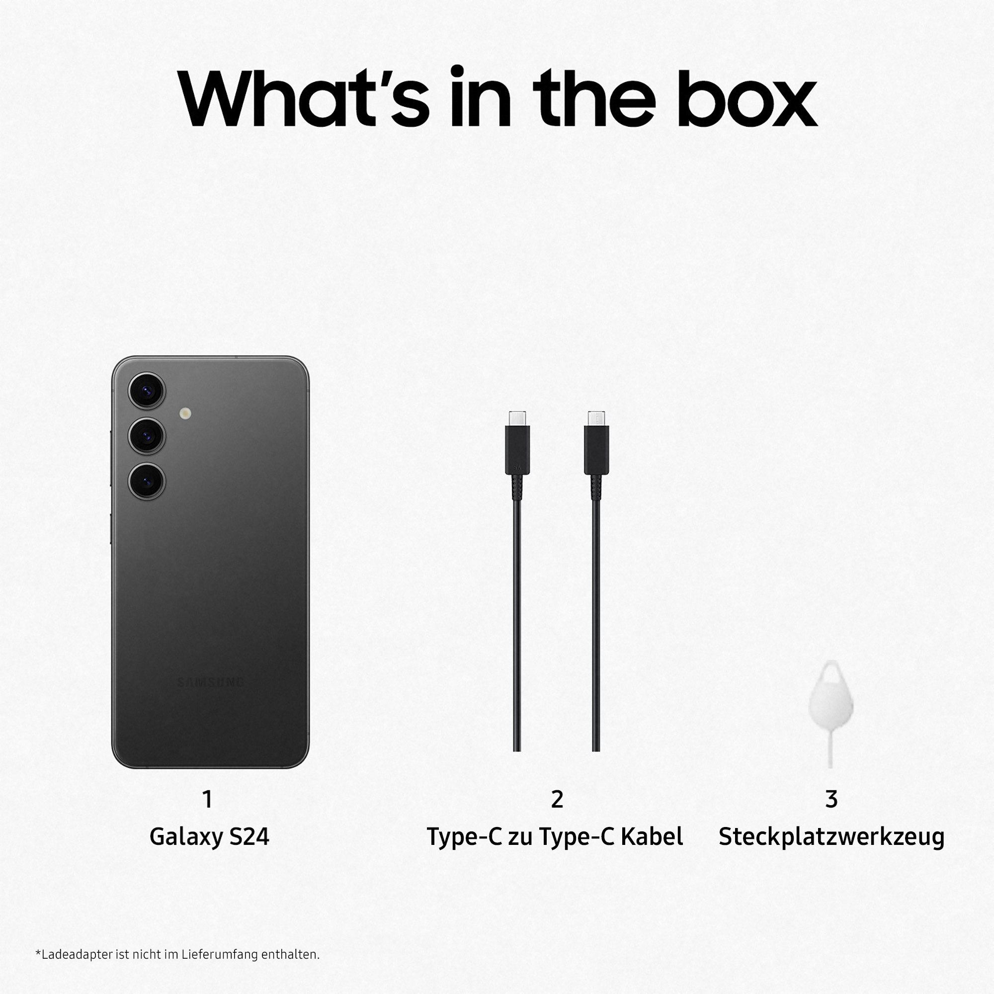 Inhalt der Box: Telefon, Kabel und Pin.