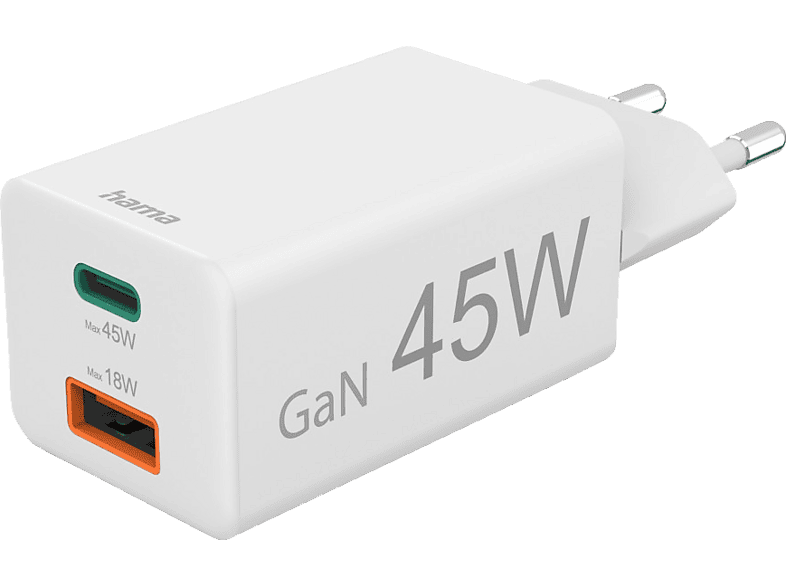 Hama Schnellladegerät, USB-C/USB-A, PD, 45 W, Weiß — Foto 3 von 5