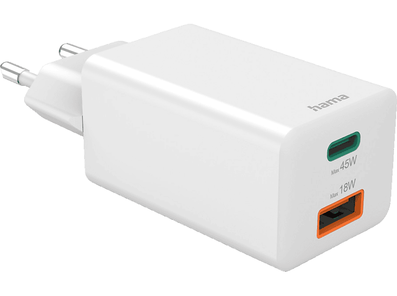 Hama Schnellladegerät, USB-C/USB-A, PD, 45 W, Weiß — Foto 4 von 5
