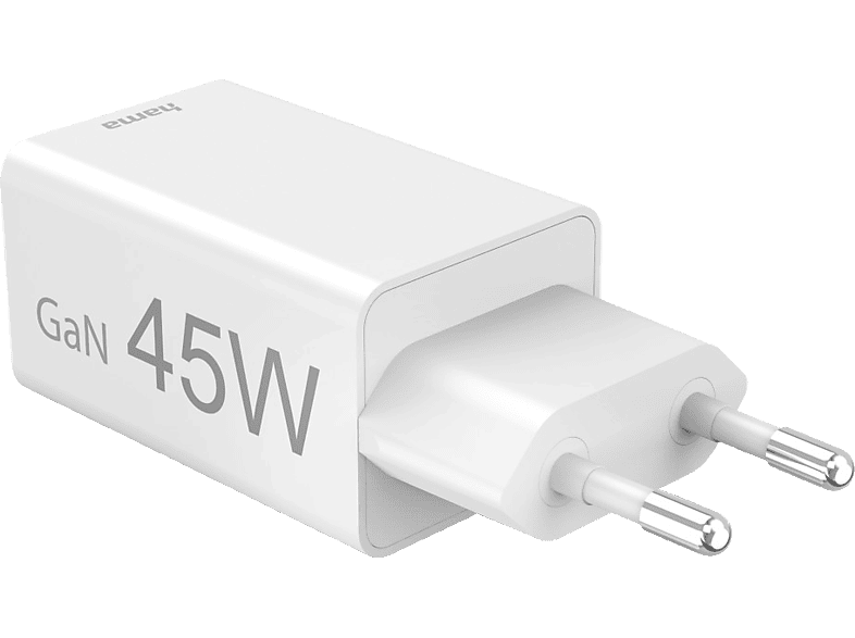 HAMA USB-C/ USB-A / GaN, 45W Mini-Ladegerät Universal, Weiß