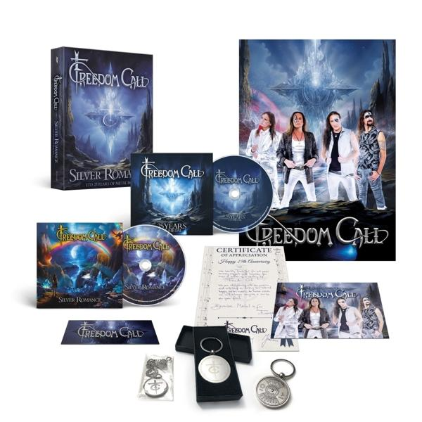 Freedom Call Album-Set, mehrere Artikel. Box, CDs und Zubehör.