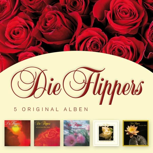 Albumcover mit Rosen und dem Text 'Die Flippers' und anderen Texten, mit Albumcovern darunter.