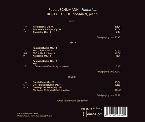 CD-Cover mit Robert Schumanns Fantasien Musik-Tracklisten.