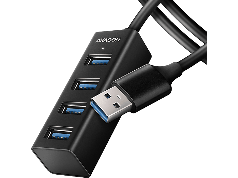 AXAGON USB 3.2 Gen1 mini 4 portos HUB, 1,2 méter kábel, fekete (HUE-M1AL)