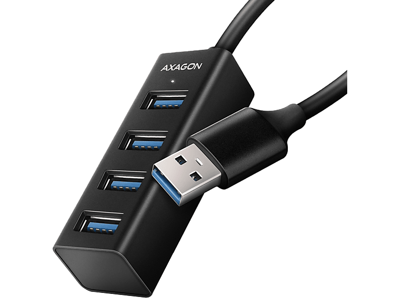 AXAGON USB 3.2 Gen1 mini 4 portos HUB, 20 cm kábel, fekete (HUE-M1A)