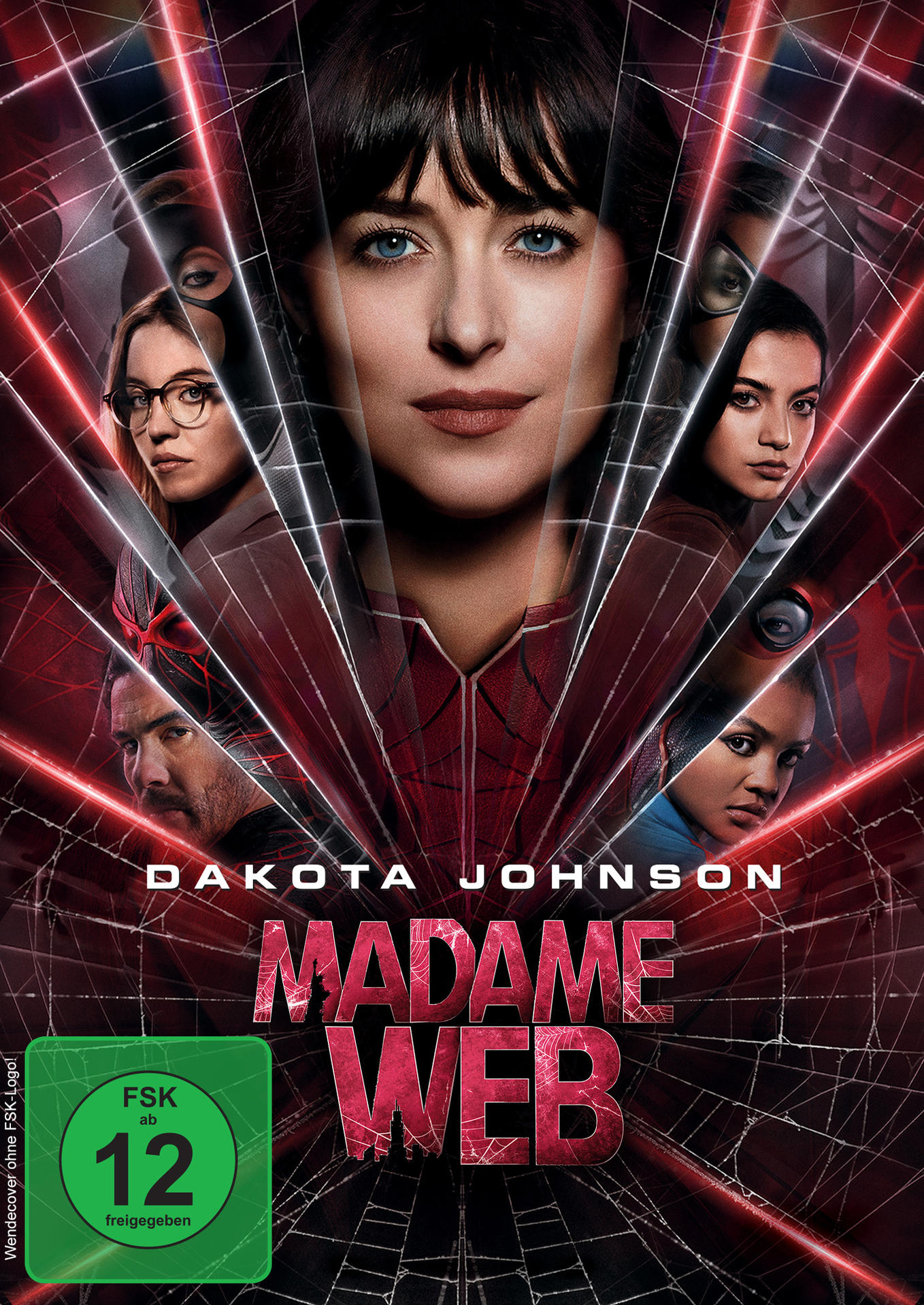 Filmposter für 'Madame Web' mit Dakota Johnson und anderen Schauspielern.
