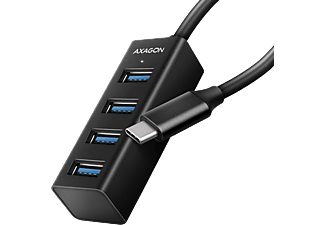 AXAGON USB 3.2 Gen1 Type-C mini 4 portos USB HUB, 20 cm kábel, fekete (HUE-M1C)