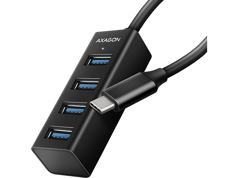 AXAGON USB 3.2 Gen1 Type-C mini 4 portos HUB, 20 cm kábel, fekete (HUE-M1C)