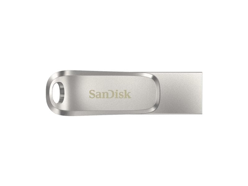 Silberner SanDisk USB-Stick.