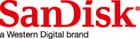 Logo Sandisk su sfondo bianco.