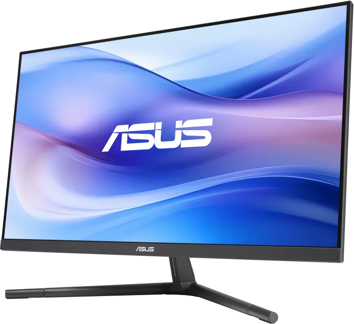 Asus monitor kék és lila háttérrel.