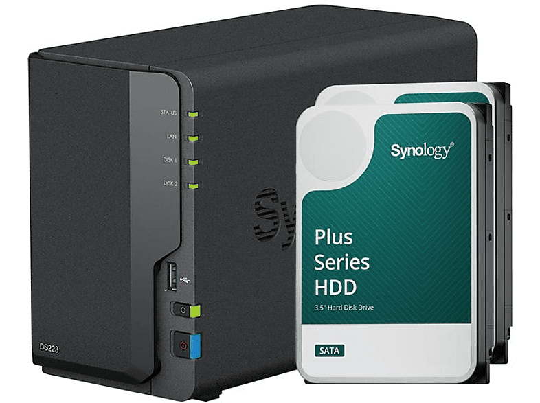 SYNOLOGY DiskStation DS223 - Mit Festplatte (HDD, 8 TB, Schwarz)