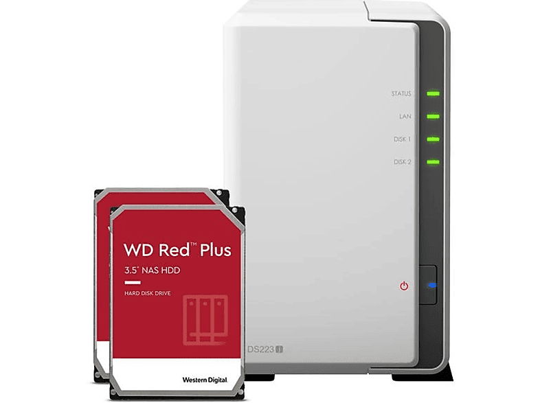 SYNOLOGY DS223j - Mit Festplatte (HDD, 12 TB, Weiss)