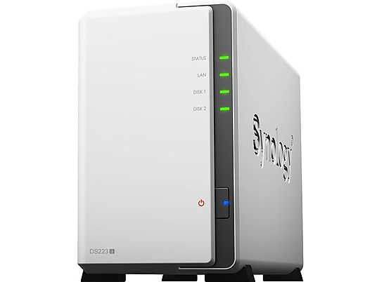 SYNOLOGY DS223j - Con hard disk (HDD, 12 TB, bianco)