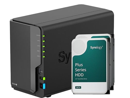 SYNOLOGY DiskStation DS224+ - Con hard disk (HDD, 24 TB, bianco)