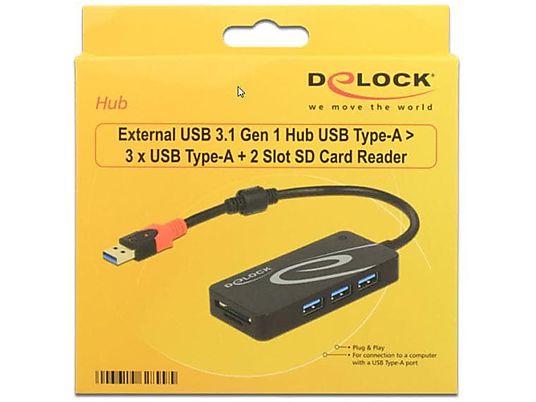 DELOCK 62899 - Dockingstation + USB Hub (Schwarz)