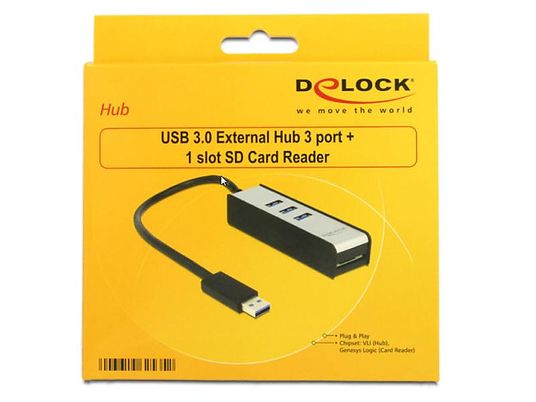 DELOCK 62535 - Hub USB/Lettore di schede combo (Silver)