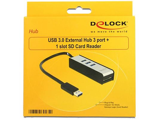 DELOCK 62535 - Combo hub USB / lecteur de cartes (Argent)