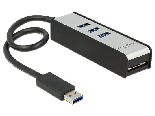 DELOCK 62535 - Hub USB/Lettore di schede combo (Silver)