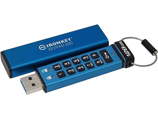 KINGSTON IronKey Keypad 200 - Clé USB  (128 GB, Bleu)