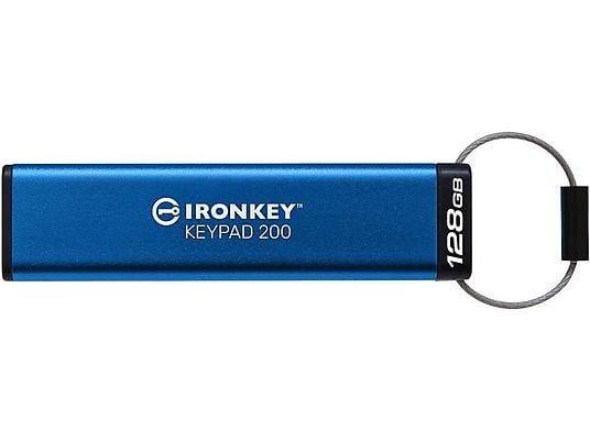 KINGSTON IronKey Keypad 200 - USB Stick  (128 GB, Blau)