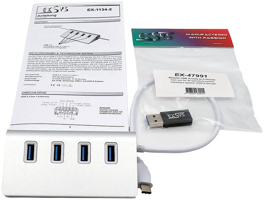 EXSYS EX-1134-2 - Stazione di aggancio + Hub USB (Rosso)