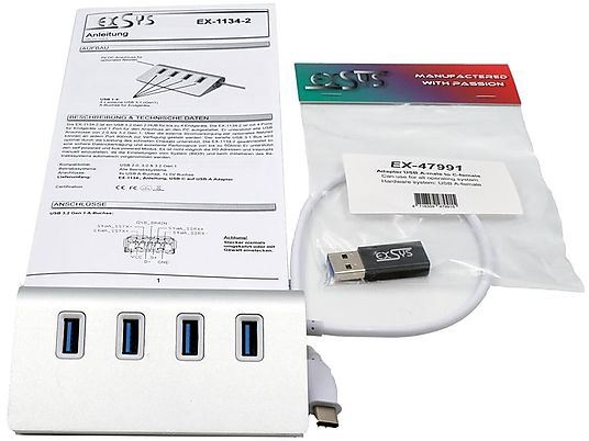 EXSYS EX-1134-2 - Dockingstation + USB Hub (Silber)