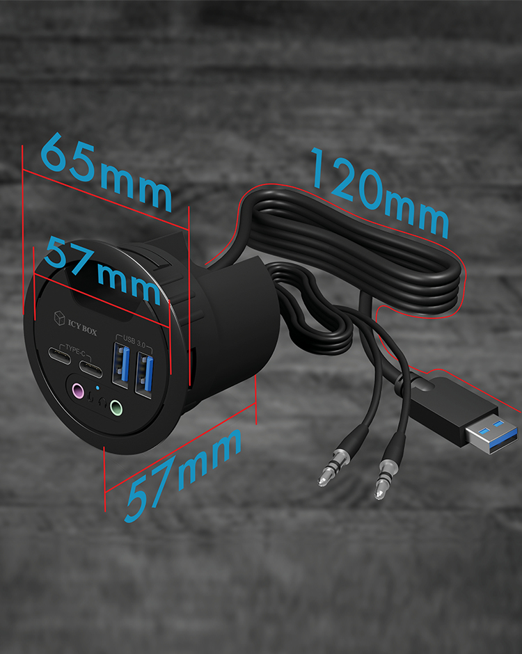 RAIDSONIC IB-HUB1403B - USB 3.0-Hub (Gris)