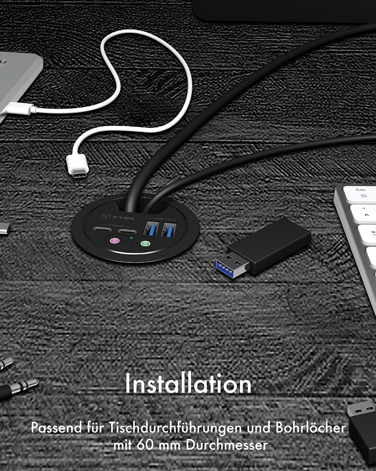 RAIDSONIC IB-HUB1403B - USB 3.0-Hub (Gris)
