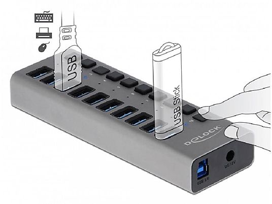 DELOCK 63670 - USB-Hub (Grau)