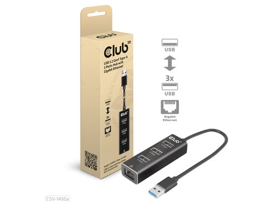 CLUB 3D CSV-1430A - Concentrateur USB (Noir)
