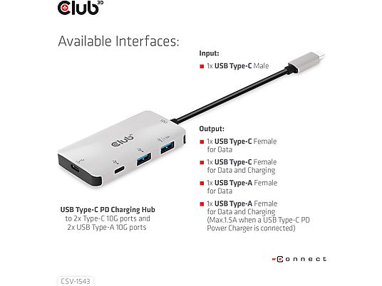 CLUB 3D CSV-1543 - USB-Hub (Schwarz)