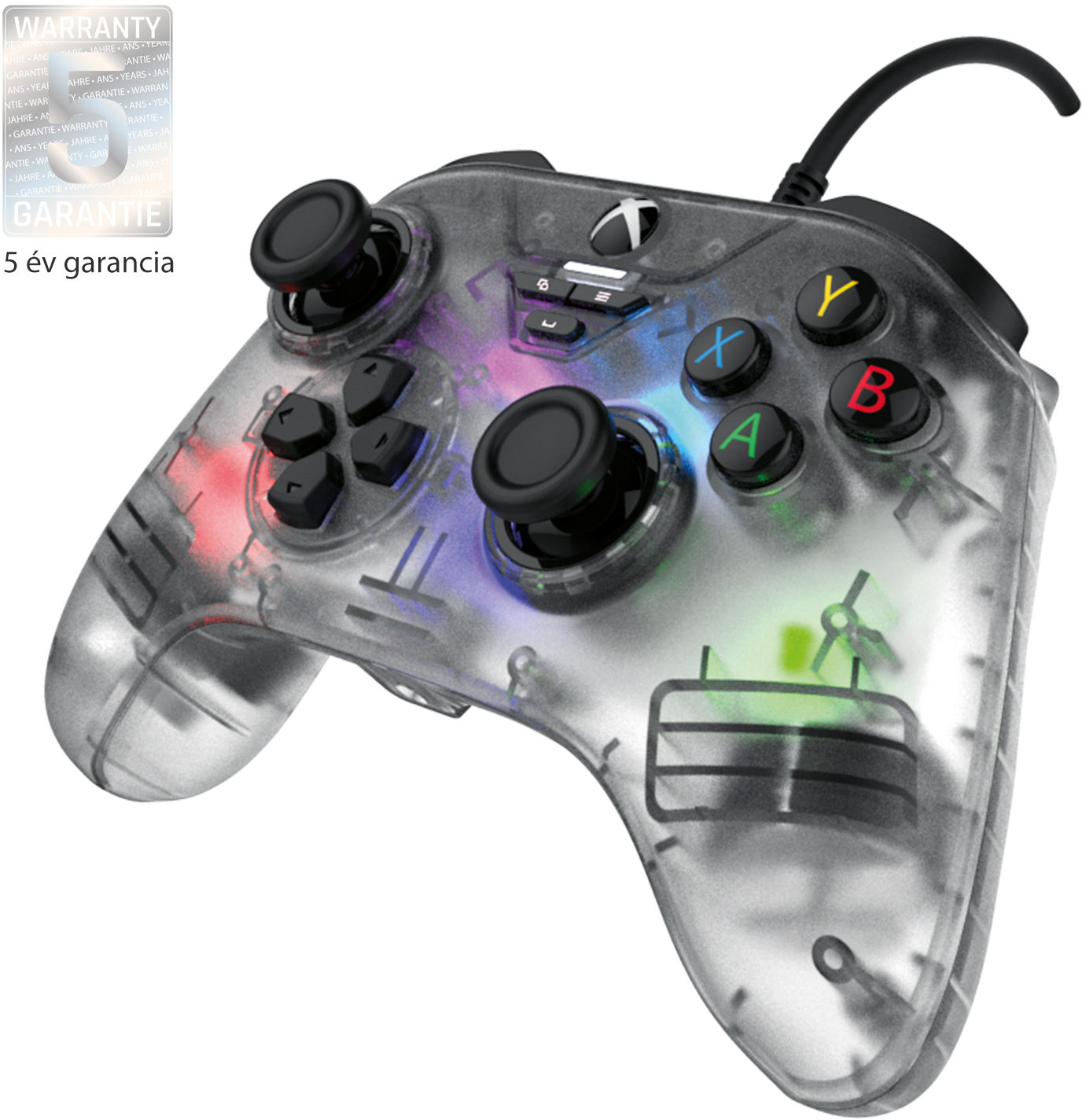 SNAKEBYTE GamePad RGB X vezetékes Xbox Series X/S kontroller, átlátszó
