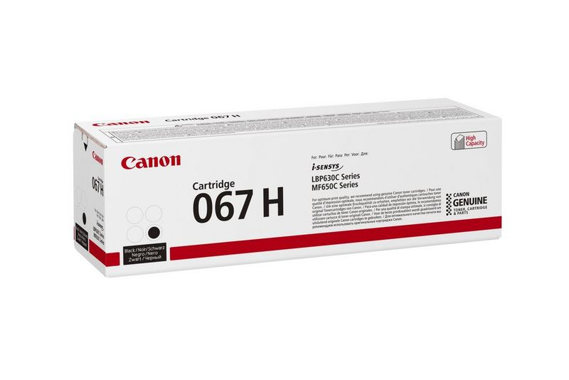 Eine Canon-Kartuschenbox. Sie ist weiß mit roten Akzenten und trägt das Canon-Logo und Kartuschendetails.