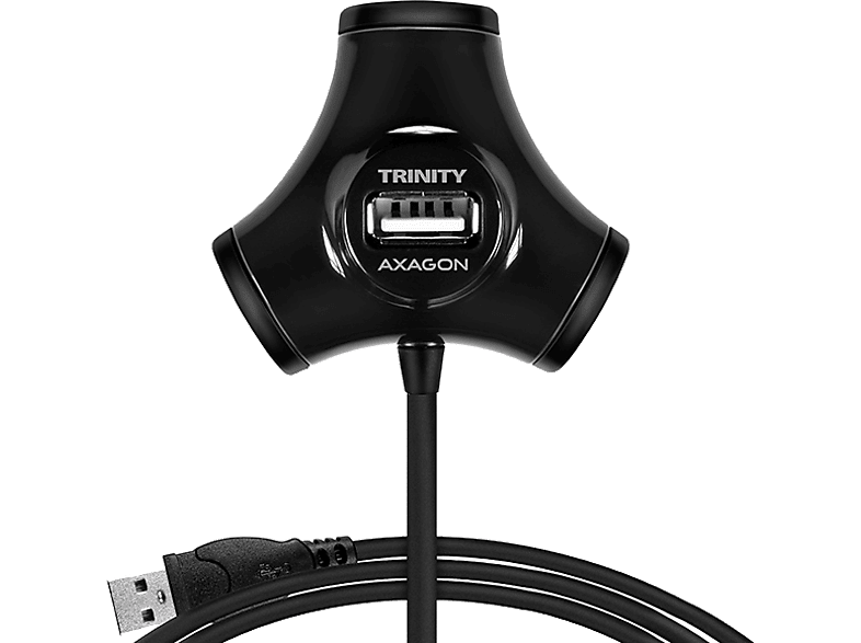 AXAGON Trinity USB 2.0 4 portos HUB, 1,2 méter kábel, fekete (HUE-X3B)