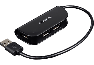 AXAGON 4 portos USB 2.0 HUB, 20 cm kábel, fekete (HUE-X4B)