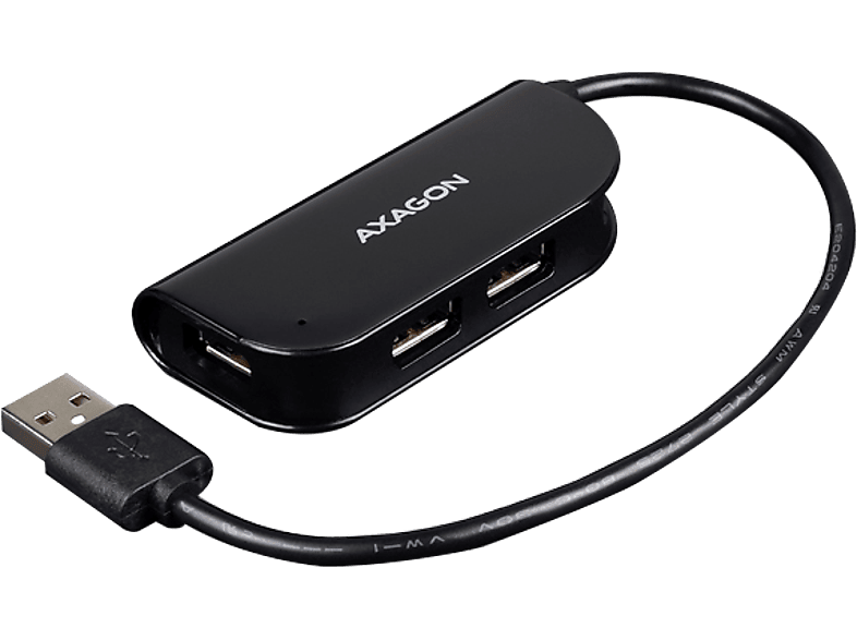 AXAGON 4 portos USB 2.0 HUB, 20 cm kábel, fekete (HUE-X4B)