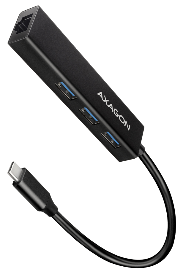 AXAGON USB 3.2 Gen1 Type-C multiport adapter, 5 Gbit/s, 3x USB-A, 1x Gigabit LAN, fekete (HMC-GL3A)