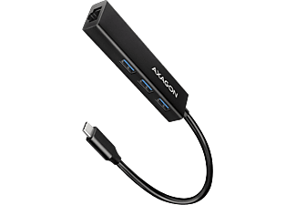 AXAGON USB 3.2 Gen1 Type-C multiport adapter, 5 Gbit/s, 3x USB-A, 1x Gigabit LAN, fekete (HMC-GL3A)